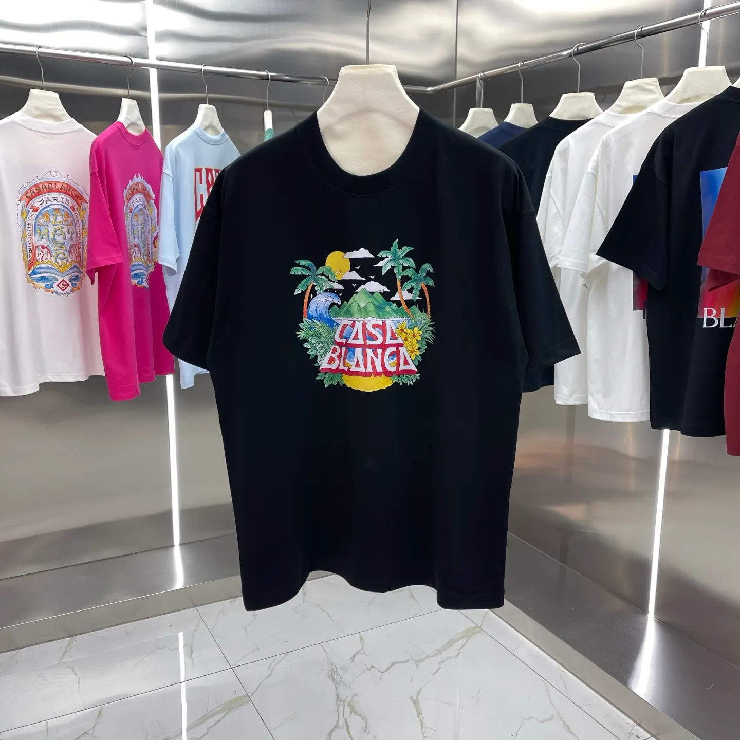 25ss New Arrival Casablanca Classic Series T ～ ， ， 。 ， Classic ， In Stock ！ ：White Black Royal Blue Red Size：S M L XL XXL